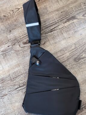 Black Sling Crossbody Bag - Minimalist Carry Anti Theft